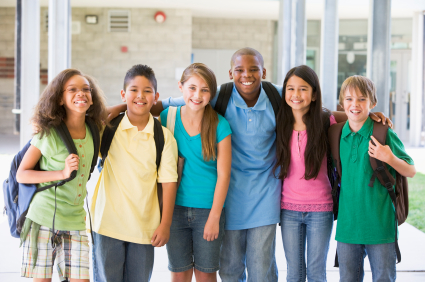 Elementary school students outside